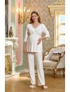 Aqua Dirsek Kol Dantel Detaylı Lohusa Sabahlık Pijama Takımı CossybyAqua 25137-25138
