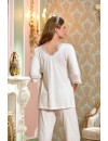 Aqua Dirsek Kol Dantel Detaylı Lohusa Sabahlık Pijama Takımı CossybyAqua 25137-25138