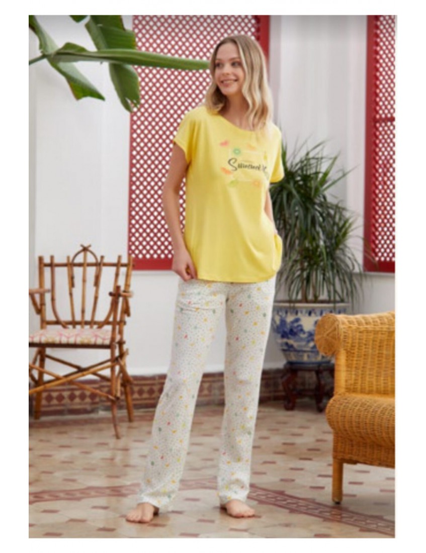 Eros Pijama Eros 28534 Pamuklu Meyve Desenli O Yaka Pijama Takımı