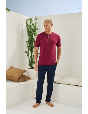 Kly Midi Yaka Pamuklu Pijama Takımı 2109 