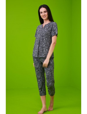 Pjs Kadın Kısa Kol Kapri Pijama Takımı 23128 