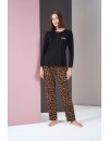 Pjs Pijama Kadın Patlı Leopar Desenli Pijama Takım