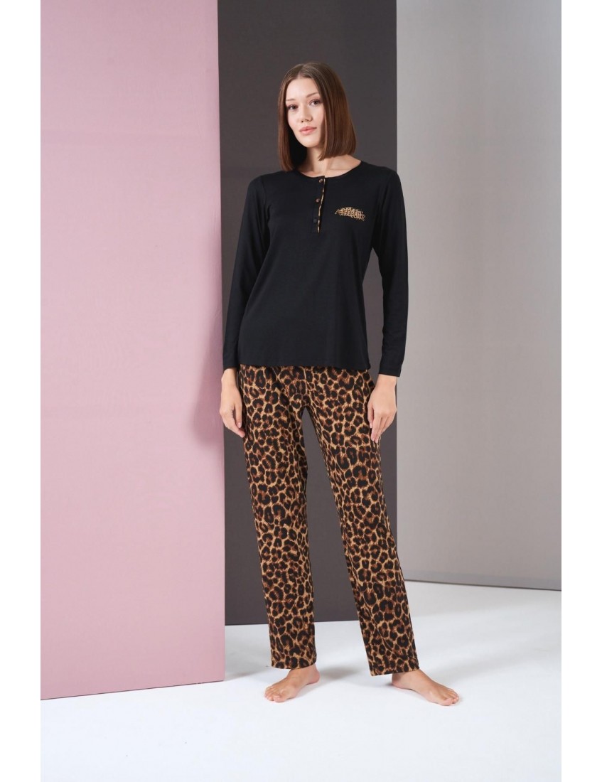 Pjs Pijama Kadın Patlı Leopar Desenli Pijama Takım