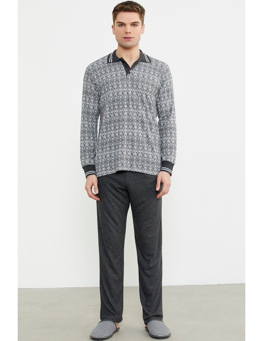 Sementa Yumuşak Dokulu Polo Yaka Pijama Takım 84420 