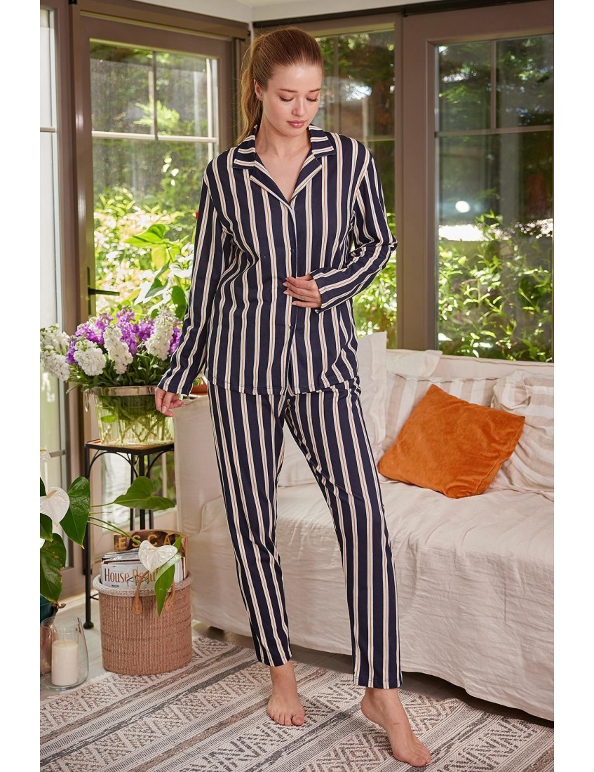 Zeyland Kadın Boy Düğmeli Pijama Takımı 112168 