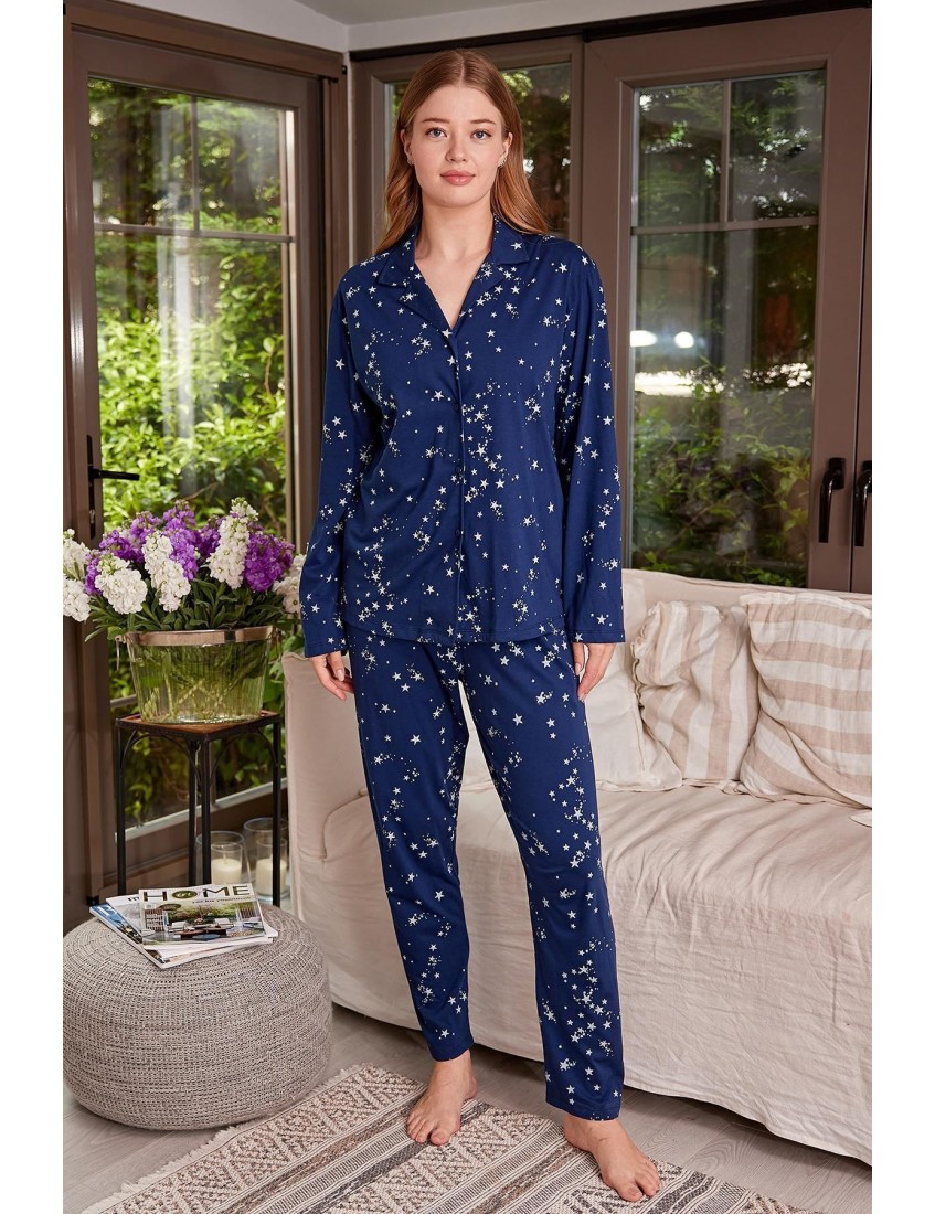 Zeyland Kadın Gömlek Yaka Düğmeli Pijama Takımı